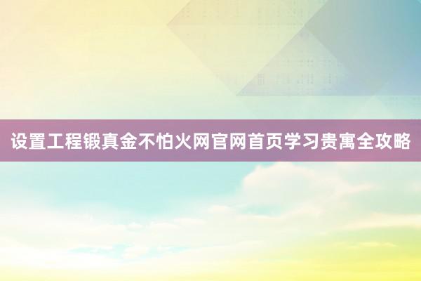设置工程锻真金不怕火网官网首页学习贵寓全攻略